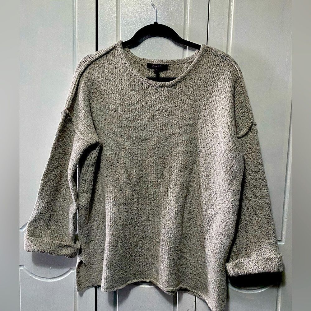 Olivia Sky teddy sweater tunic top, long roll up sleeve  XL